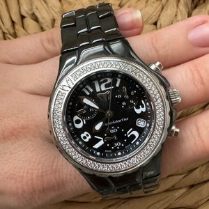TechnoMarinE Black Ceramic MoonSun Diamond Swiss Made Watch (DTCB02C)